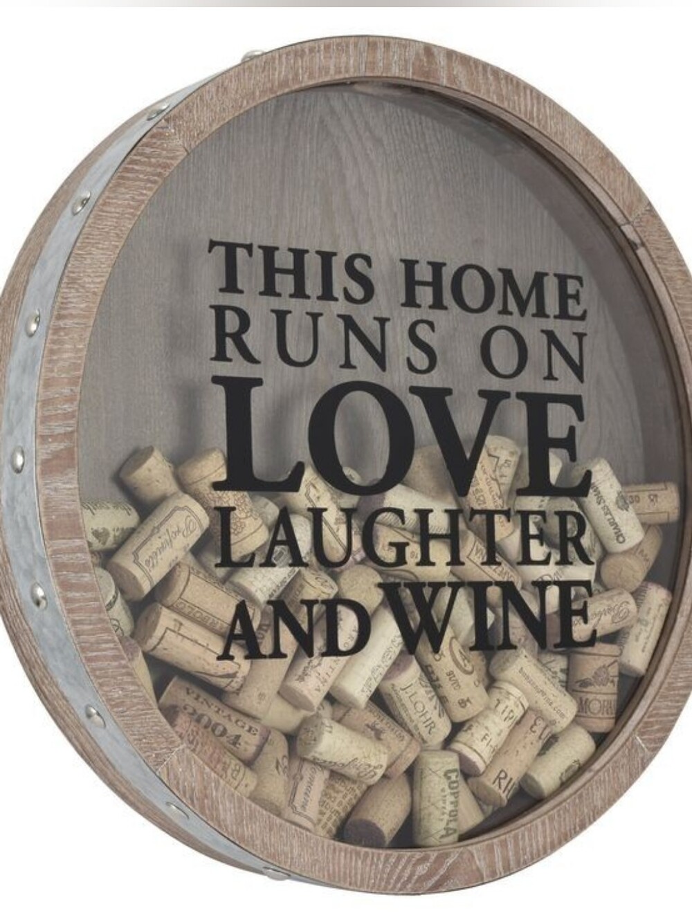 Rustic Circular Wine Cork Glass Front Shadowbox